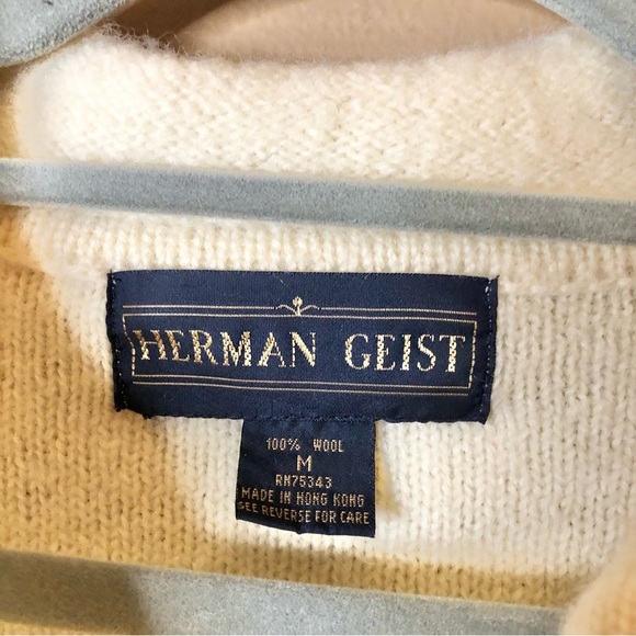 Herman Geist Vintage 100% Wool Peacoat‎ Button Front Jacket Cream Size Medium - Picture 4 of 4